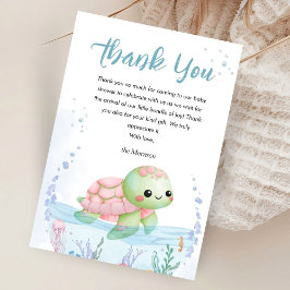 Under The Sea Turtle Baby Shower Girl Thank You Dankeskarte