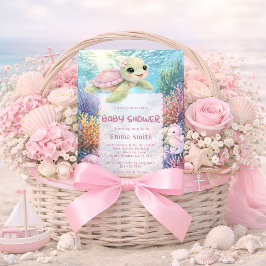 Under the Sea Turtle Girl Baby Shower Invitation Einladung