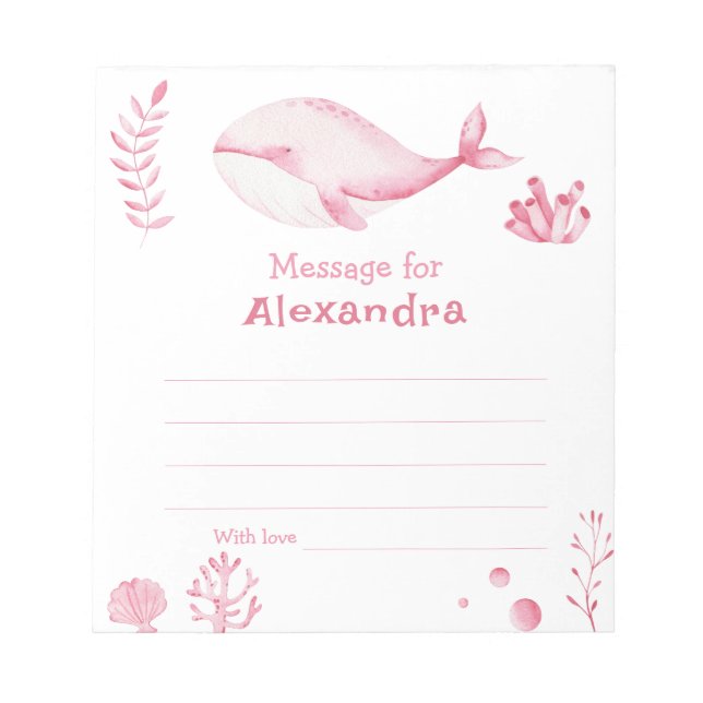Under the sea Whale birthday time capsule message Notizblock (Vorderseite)