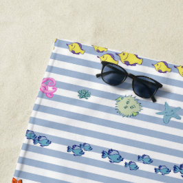 Under the sea with nautical stripes. Customisable Strandtuch