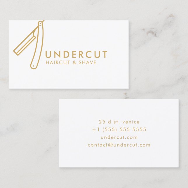 Undercut Friseur-Rasiermesser-Logo-mutige Visitenkarte (Vorne/Hinten)