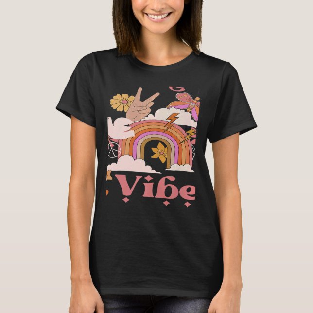 Undergrad Vibes School Groovy Retro Boho Rainbow C T-Shirt (Vorderseite)