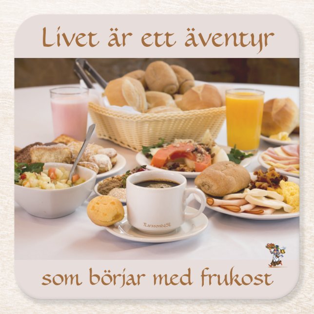 Underlägg — Frukost Rechteckiger Pappuntersetzer (Vorderseite)