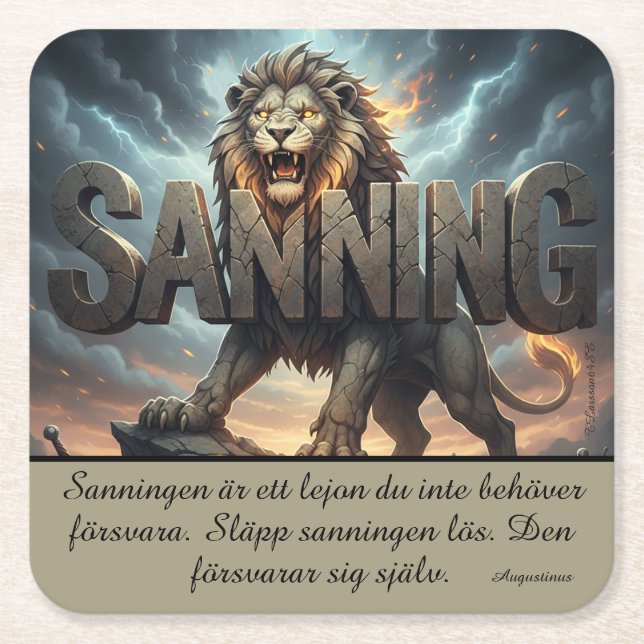 Underlägg — Lejon, sanning Rechteckiger Pappuntersetzer (Vorderseite)