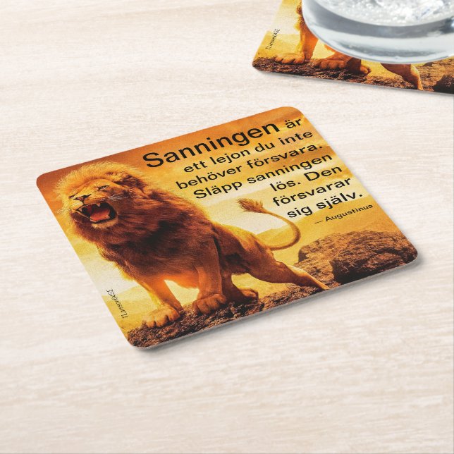 Underlägg — Lejon, sanning Rechteckiger Pappuntersetzer (angewinkelt)