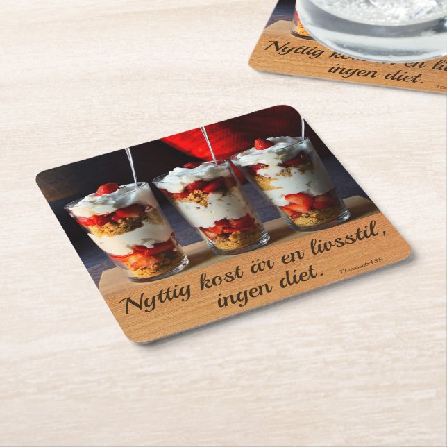 Underlägg — Nyttig kost Rechteckiger Pappuntersetzer (angewinkelt)