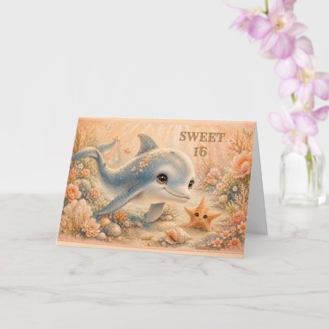 Undersea Freundschaft–Delfin & Seestern 16. Karte (Orchidee)