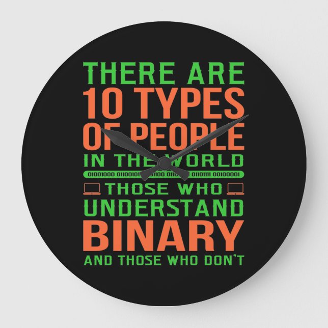 Understand Binary Software Programmer Programming Große Wanduhr (Vorderseite)