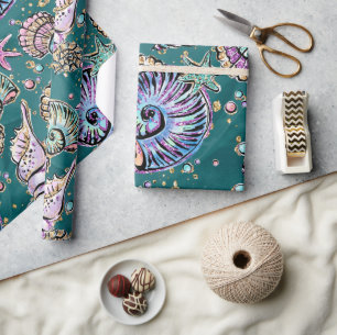Underwater Aquamarin Luxe Green Pastel Gold Seas Geschenkpapier