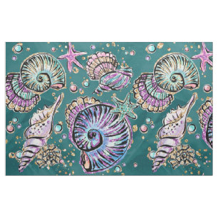 Underwater Aquamarin Luxe   Green Pastel Gold Seas Stoff