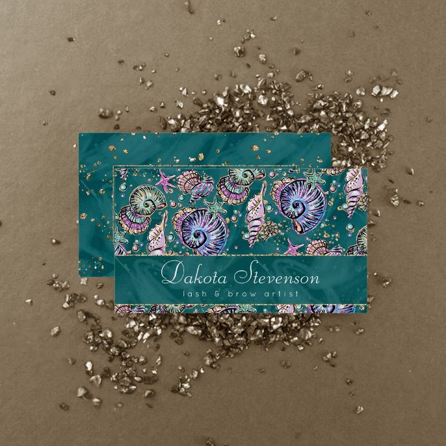 Underwater Aquamarin Luxe | Green Pastel Gold Seas Visitenkarte (Von Creator hochgeladen)