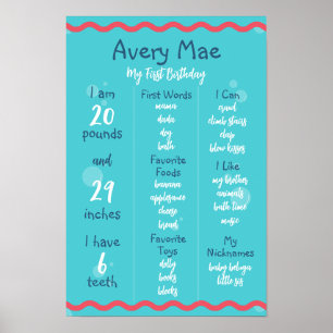 Underwater First Birthday Sign Poster