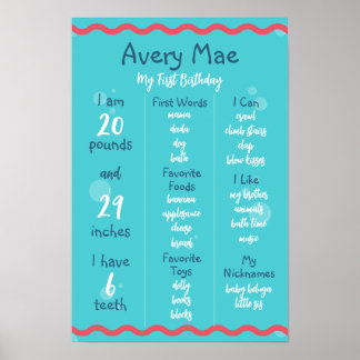 Underwater First Birthday Sign Poster