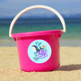 Underwater Friends Party Child Birthday Runder Aufkleber