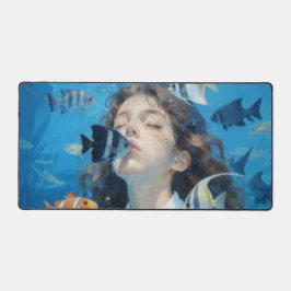 Underwater Girl & Tropical Fish Oil Painting Desk  Schreibtischunterlage