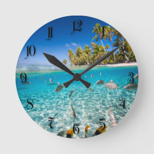 Underwater Life Runde Wanduhr