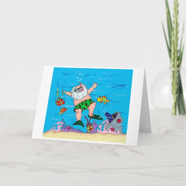 Underwater Santa Feiertagskarte (Vorderseite)