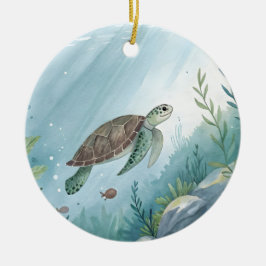 Underwater world with turtle keramik ornament