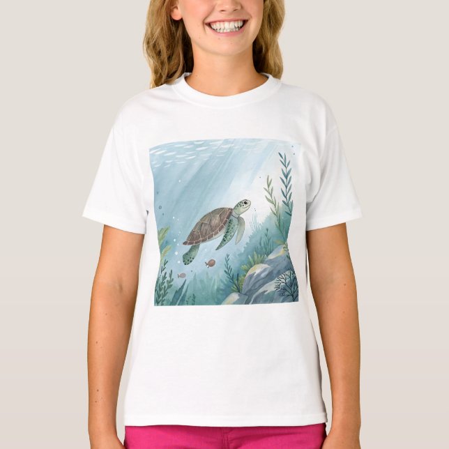 Underwater world with turtle T-Shirt (Vorderseite)