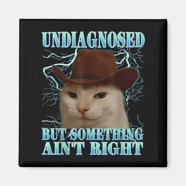 Undiagnosed But Soing Ain't Right Funny Silly Cat  Magnet (Vorne)