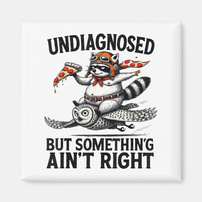 Undiagnosed Soing Aint Right Funny Raccoon Zza Owl Magnet (Vorne)