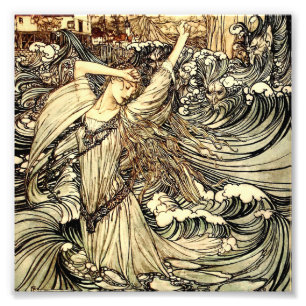 "Undine in the Waves" von Arthur Rackham Fotodruck