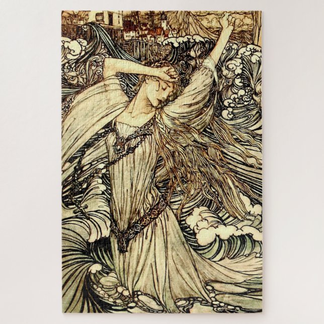 "Undine in the Waves" von Arthur Rackham Puzzle (Vertikal)