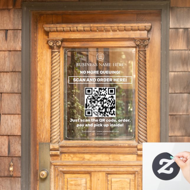 undurchsichtig | QR Code Menü Scan Order Transpare Fensteraufkleber (Haustür)