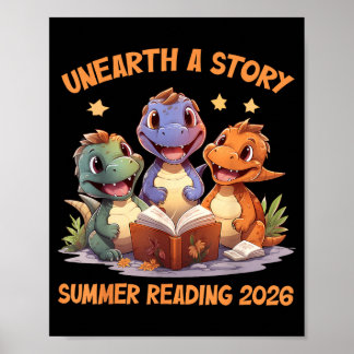 Unearth a Story Summer Reading 2026 Men Women Kids Poster