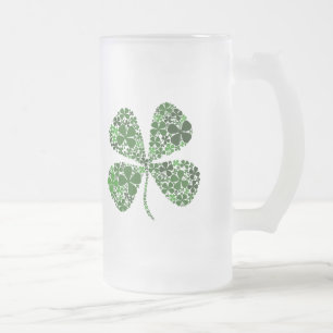 Unendlich glücklicher 4 Blatt Klee Mattglas Bierglas
