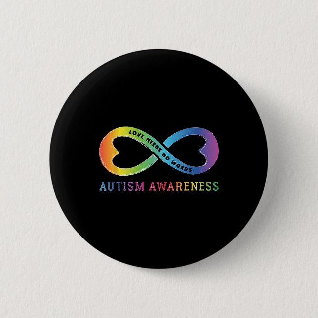 Unendlich Herzinfarkt Liebe Autismus Bewusstsein b Button (Vorderseite)