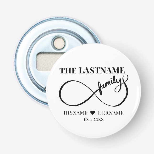 Unendlich Personalisiert Familienname und Est. Dat Flaschenöffner (Vorderseite)