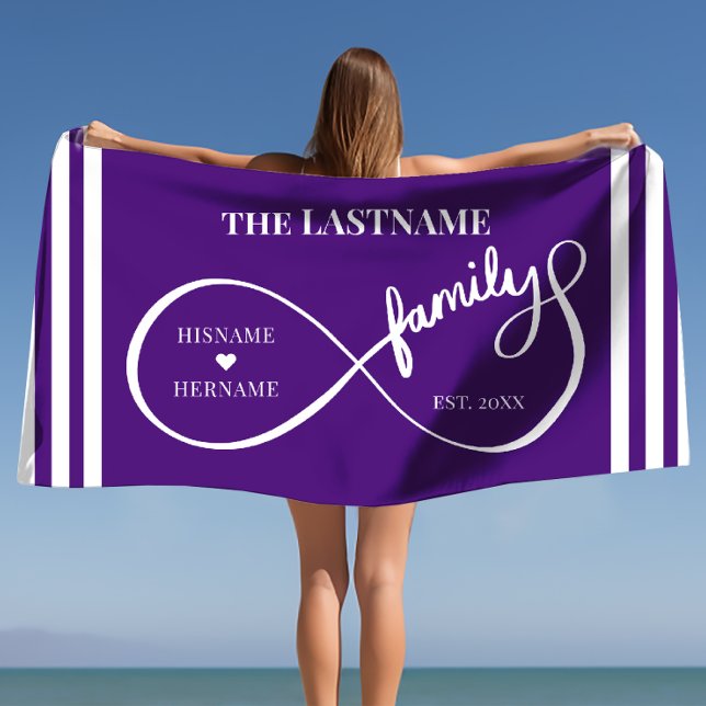 Unendlich Personalisiert Familienname und Est. Dat Strandtuch (Infinity Personalized Family Name and Est. Date Beach Towel)