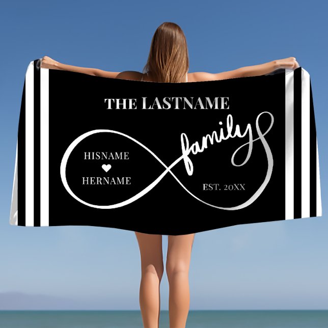 Unendlich Personalisiert Familienname und Est. Dat Strandtuch (Infinity Personalized Family Name and Est. Date Beach Towel)