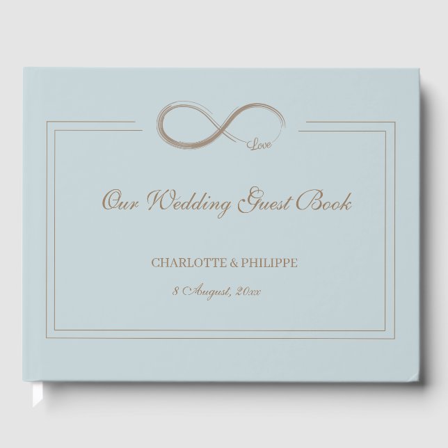 Unendlich Symbol Dusty Blue Gray Gold Wedding Gästebuch (Vorderseite)