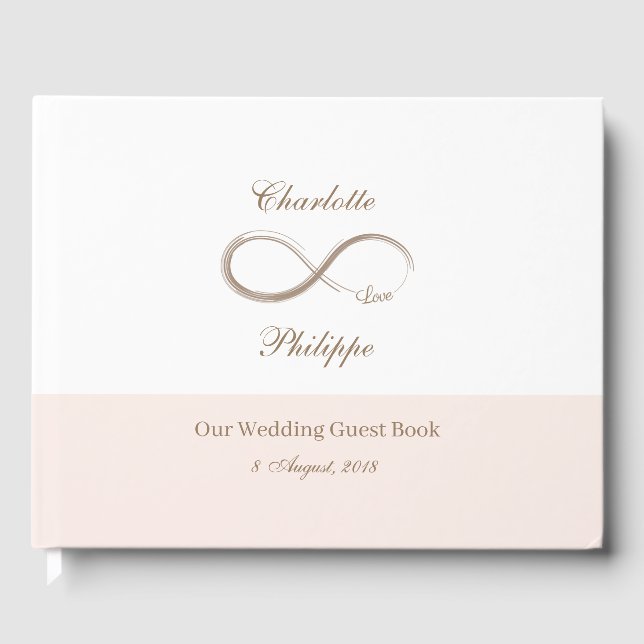 Unendlich Symbol White Blush Minimalist Hochzeit Gästebuch (Vorderseite)