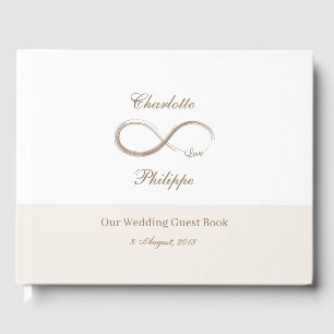 Unendlich Symbol White Champagne Minimalist Hochze Gästebuch