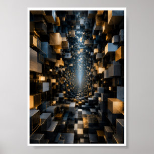 Unendliche 3D-Würfeltunnel-Wandkunst Poster