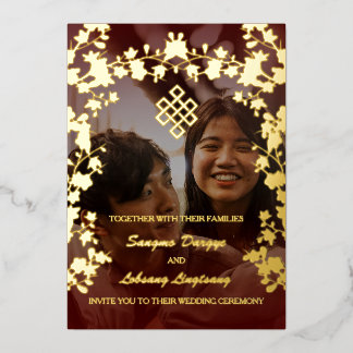 Unendliche Art Hochzeit Foto Gold Foil Einladung