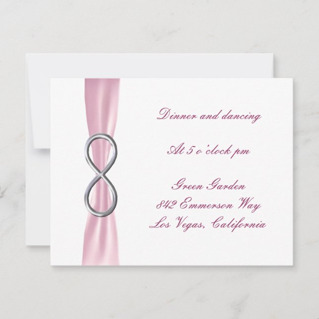 Unendliche Hochzeitsempfangskarte in Rosa Einladung (Vorderseite)