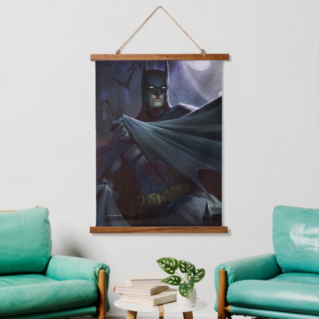 Unendliche Krise Batman Illustration Wandteppich Mit Holzrahmen (Wohnzimmer)