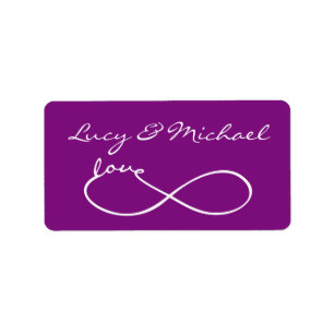 Unendliche Liebe Lemniscate weiß + Ihr Backgr. Adressaufkleber