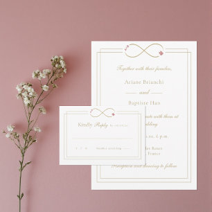 Unendliche Liebe Monogram Doppelglückliche Hochzei RSVP Karte