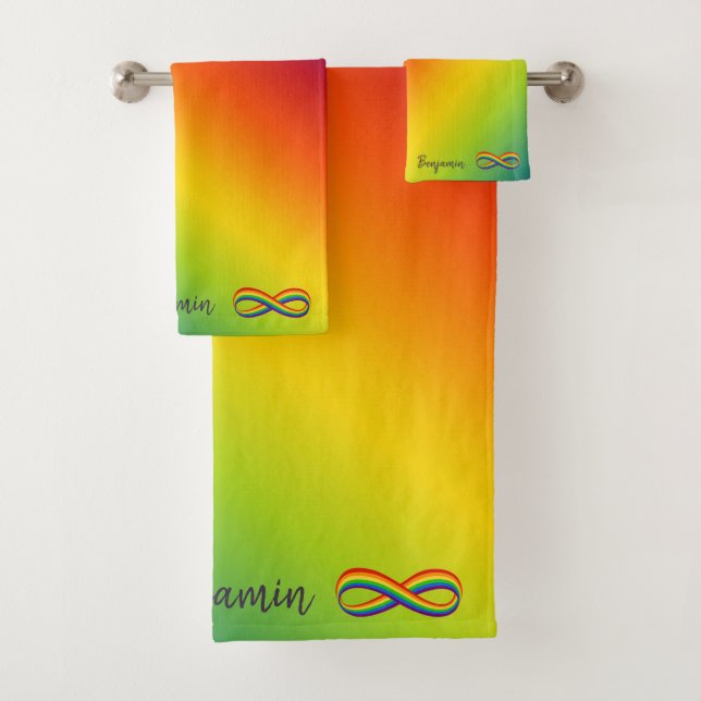 Unendliche Liebe Symbol Rainbow Cool Unendlichkeit Badhandtuch Set (Insitu)