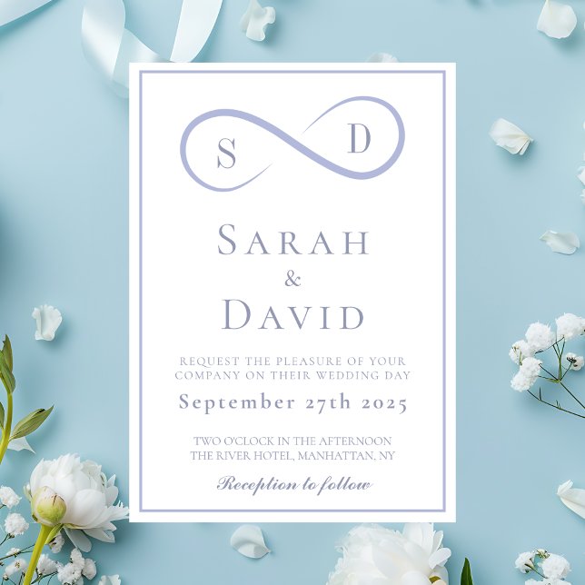 Unendliche Minimalistische Pulverhochzeit Einladung (Infinity Minimalist Powder Blue Wedding Invitation
)