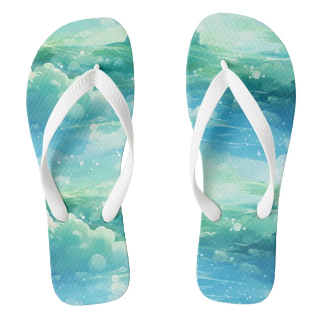 Unendliche Mischung aus Meer und Himmel Flip Flops (Fußbett)