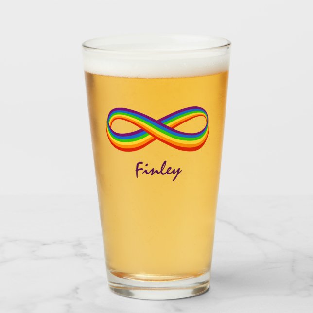 Unendliche Rainbow-Liebe Symbol Benutzerdefinierte Glas (Vorne (Gefüllt))