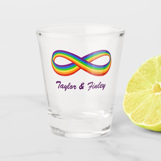 Unendliche Rainbow-Liebe Symbol Benutzerdefinierte Schnapsglas (Vorderseite)