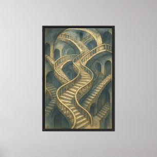 Unendliche Treppe Labyrinth - Farbe & Farbe Leinwanddruck