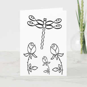Unendlicher Dragonfly mit Rose "Happy Birthday" Karte